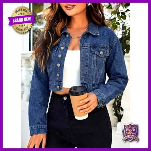 Cropped Denim Jacket Vintage Oversized Y2K Distressed Chic Layering Piece